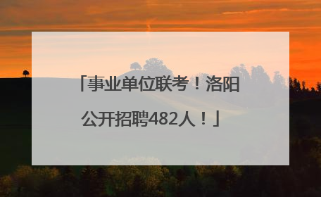 事业单位联考！洛阳公开招聘482人！